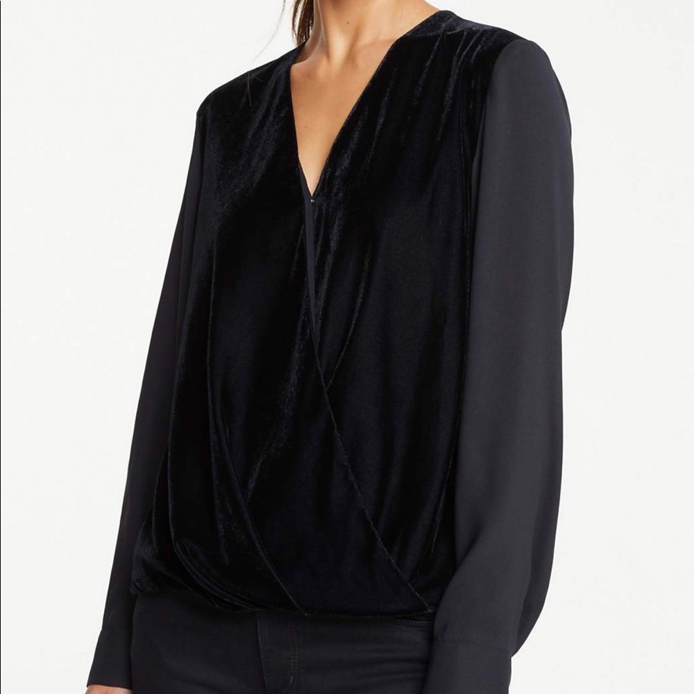 Ann Taylor Velvet Mixed Blouse - Size XS